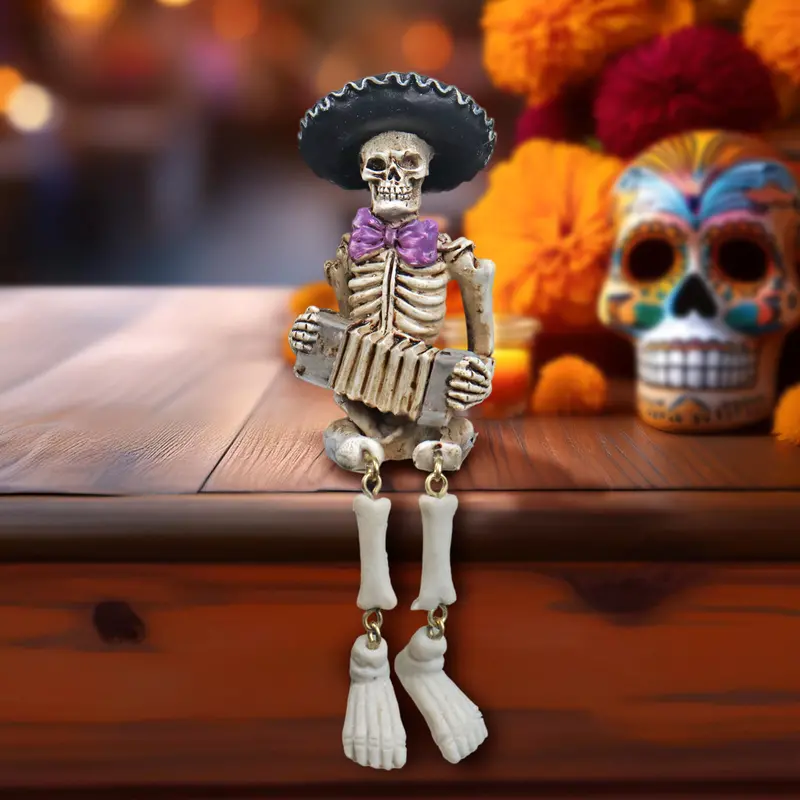 Esqueleto De Mariachi, Acordeón, Figura De Cerámica 2