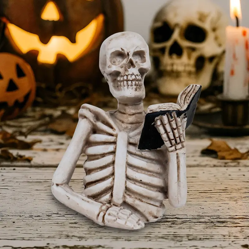 Esqueleto Leyendo, Figura De Cerámica, Halloween 1