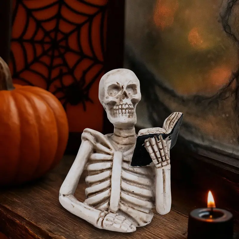 Esqueleto Leyendo, Figura De Cerámica, Halloween 2