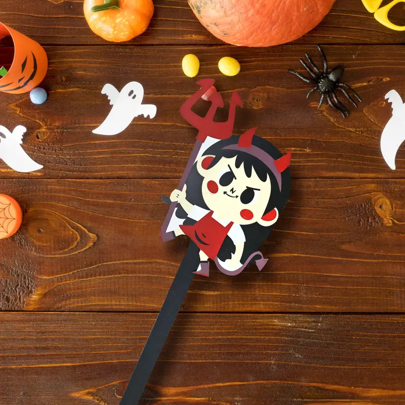 Estaca Decorativa Con Diseño De Diablita Para Halloween 1