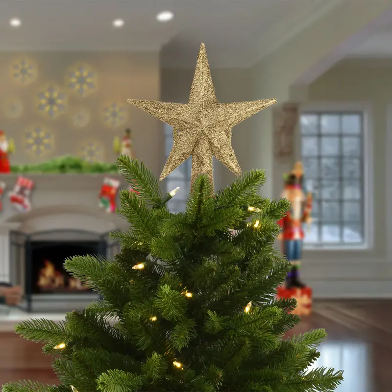 Estrella Brillante, Color Dorado, Punta De Árbol De Navidad 1