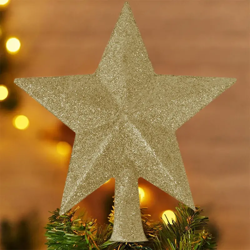 Estrella Brillante Color Oro Para Punta De Árbol De Navidad 1