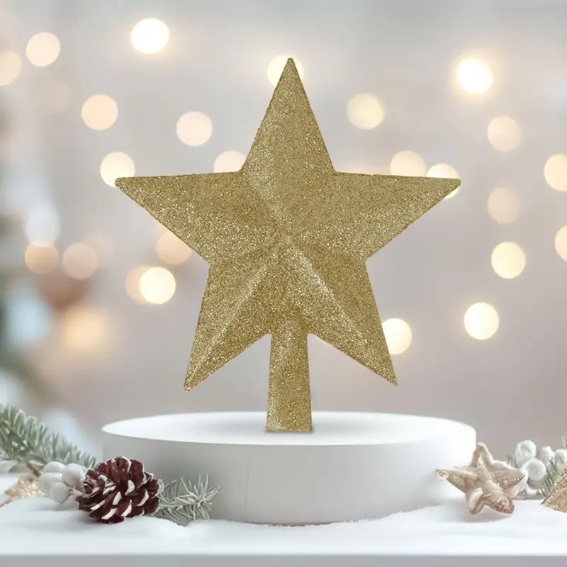 Estrella Brillante Color Oro Para Punta De Árbol De Navidad 2