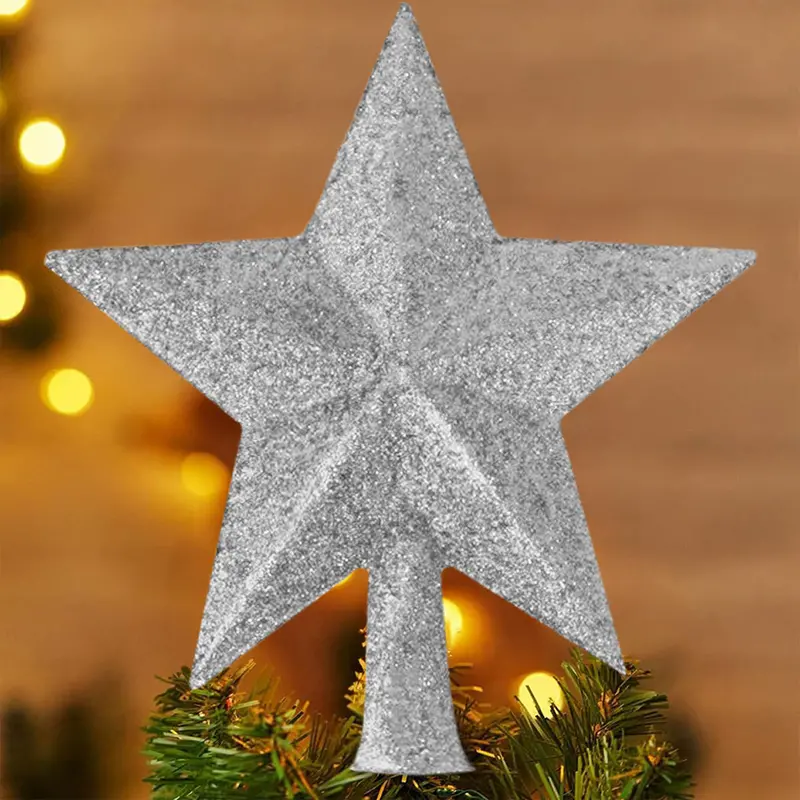 Estrella Brillante Color Plata Para Punta De Árbol De Navidad 1