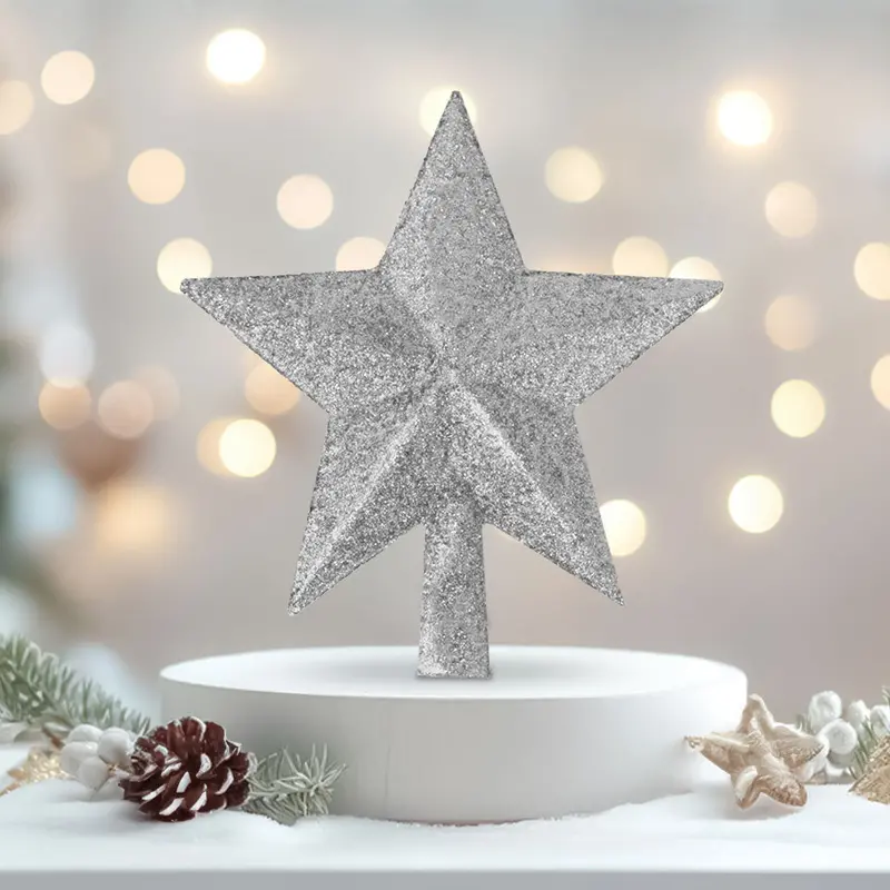 Estrella Brillante Color Plata Para Punta De Árbol De Navidad 2