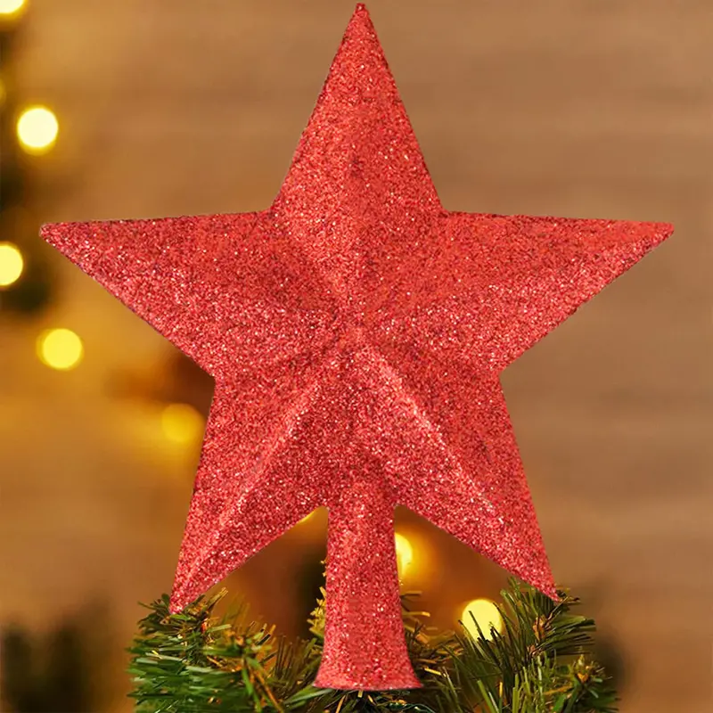 Estrella Brillante Color Rojo Para Punta De Árbol De Navidad 1
