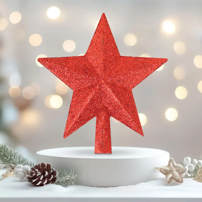 Estrella Brillante Color Rojo Para Punta De Árbol De Navidad 2