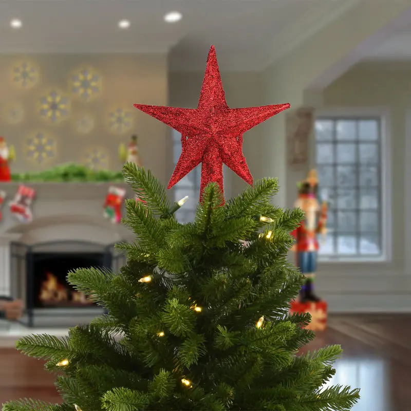 Estrella Brillante, Color Rojo, Punta De Árbol De Navidad 1