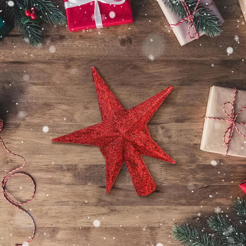 Estrella Brillante, Color Rojo, Punta De Árbol De Navidad 2