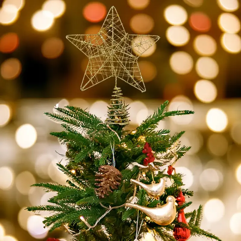 Estrella, Color Dorado, Punta De Árbol De Navidad 1