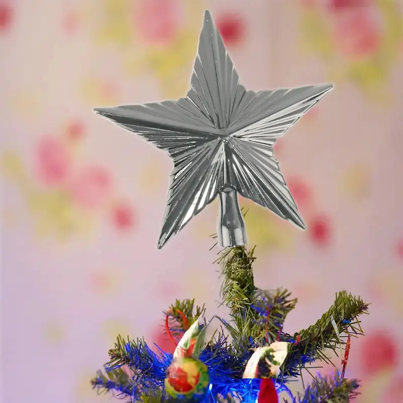 Estrella Color Plata Para Punta De Árbol De Navidad 1