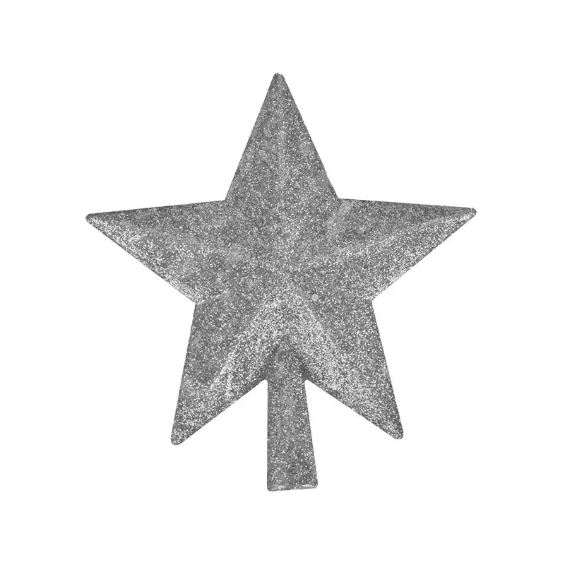 Estrella De Árbol, Color Plateado, Glitter 2