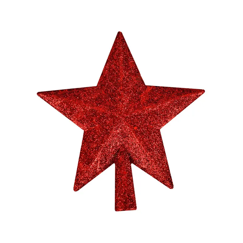Estrella De Árbol, Color Rojo, Glitter 2