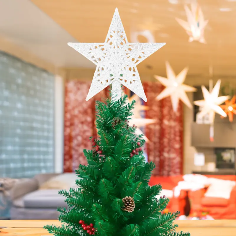 Estrella De Árbol, Glitter, Color Blanco 1