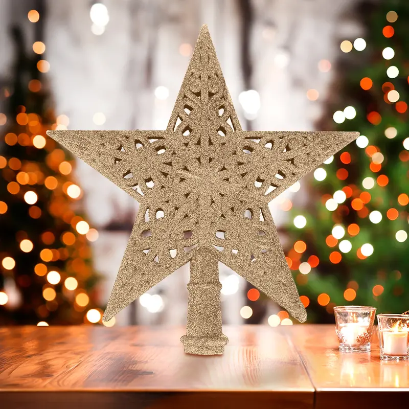 Estrella De Árbol, Glitter, Color Dorado 2