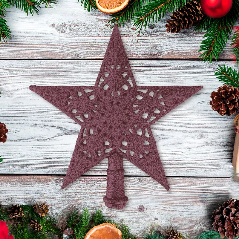 Estrella De Árbol, Glitter, Color Fucsia 2