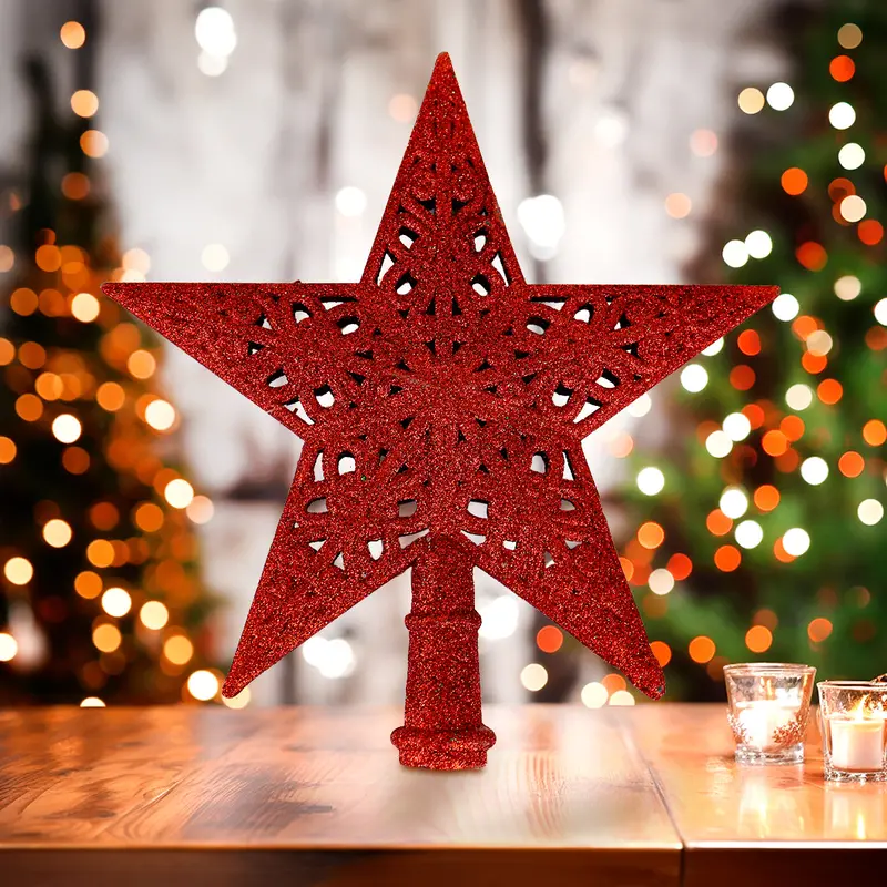 Estrella De Árbol, Glitter, Color Rojo 2