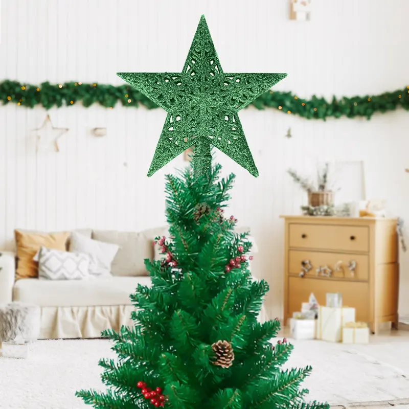 Estrella De Árbol, Glitter, Color Verde 1
