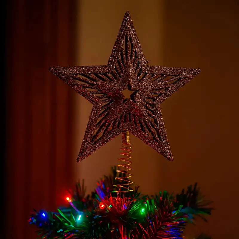 Estrella De Árbol, Textura Glitter, Color Cobre 1