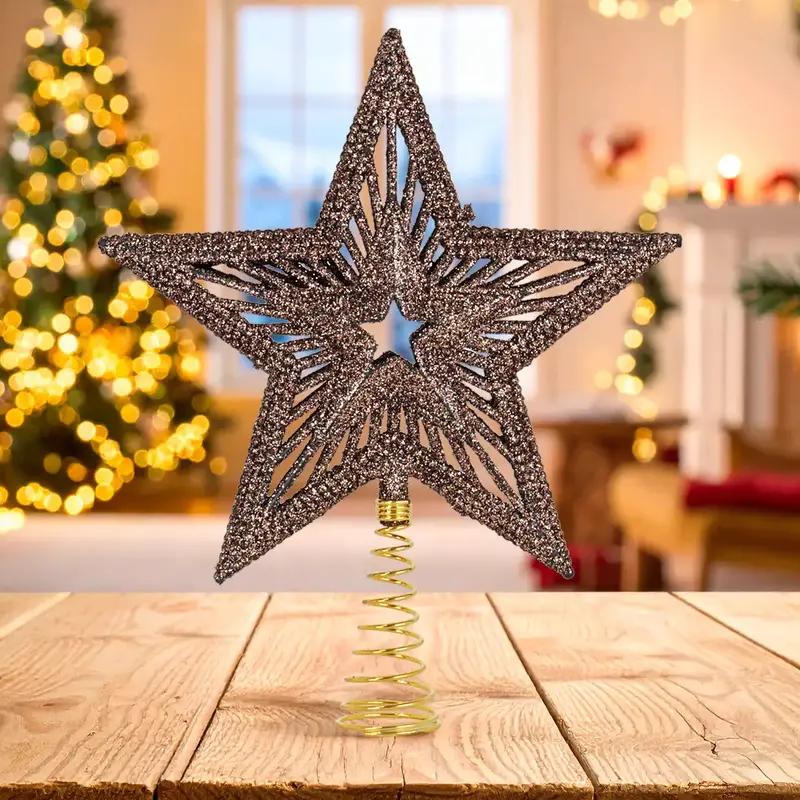 Estrella De Árbol, Textura Glitter, Color Cobre 2