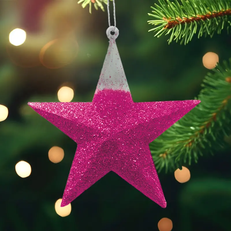 Estrella, Decoración Colgante, Glitter, Color Morado, 2 Pzas 1