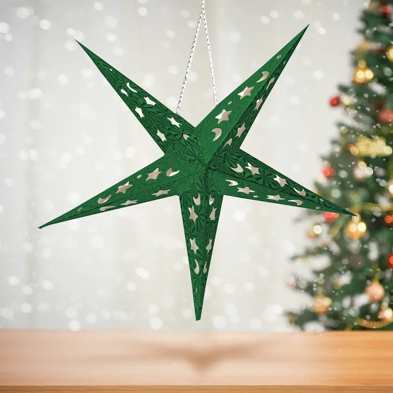 Estrella Decorativa De Papel Color Verde 1