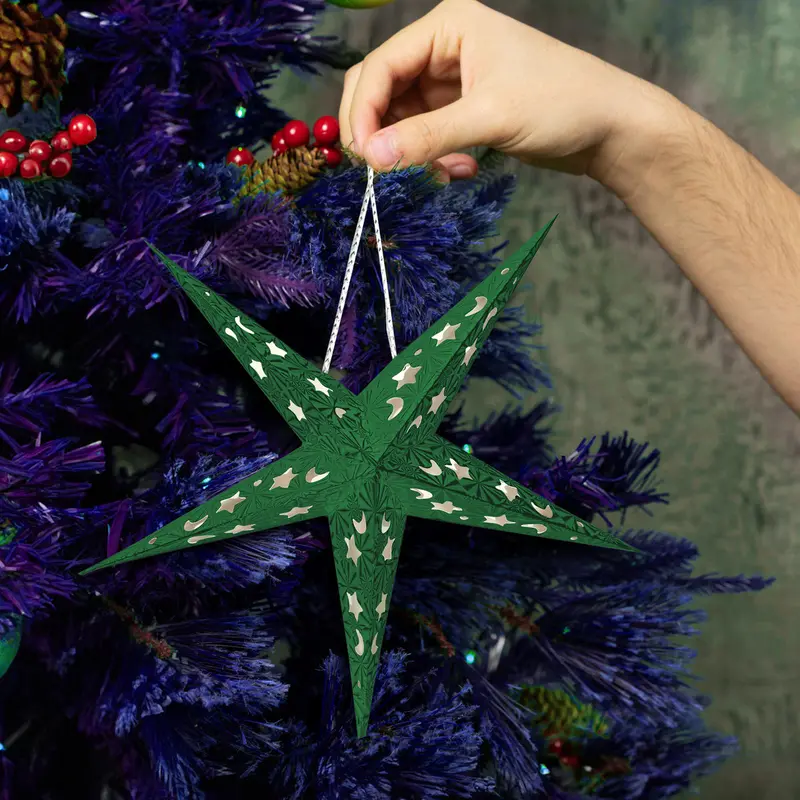 Estrella Decorativa De Papel Color Verde 2