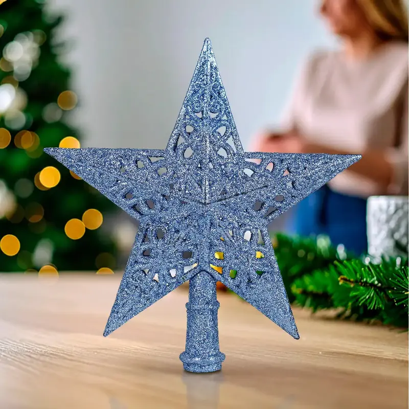 Estrella, Punta De Árbol De Navidad, Color Azul 2