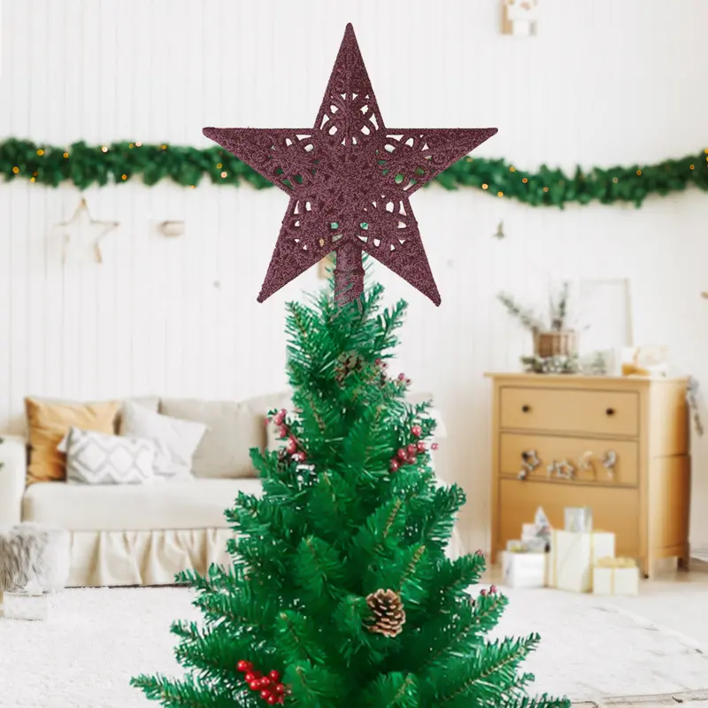 Estrella, Punta De Árbol De Navidad, Color Rosa 1