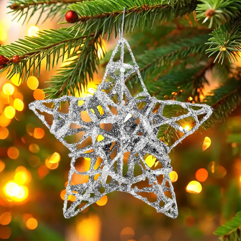 Estrellas, Ornamento Navideño Glitter, Color Plata 1