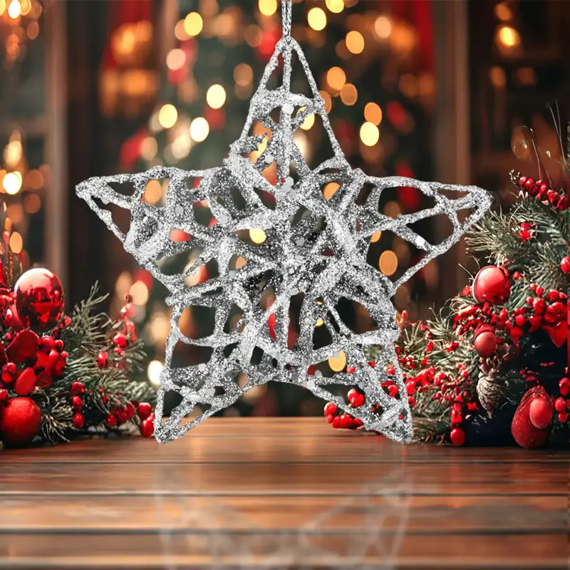 Estrellas, Ornamento Navideño Glitter, Color Plata 2