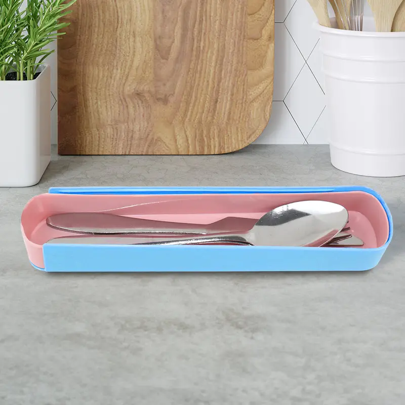 Estuche Color Azul Con Cubiertos, 3 Pzas 2