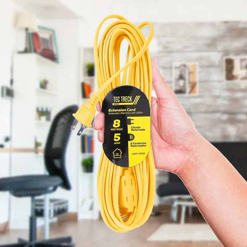 Extensión Eléctrica Con 2 Contactos Polarizados, Color Amarillo 1