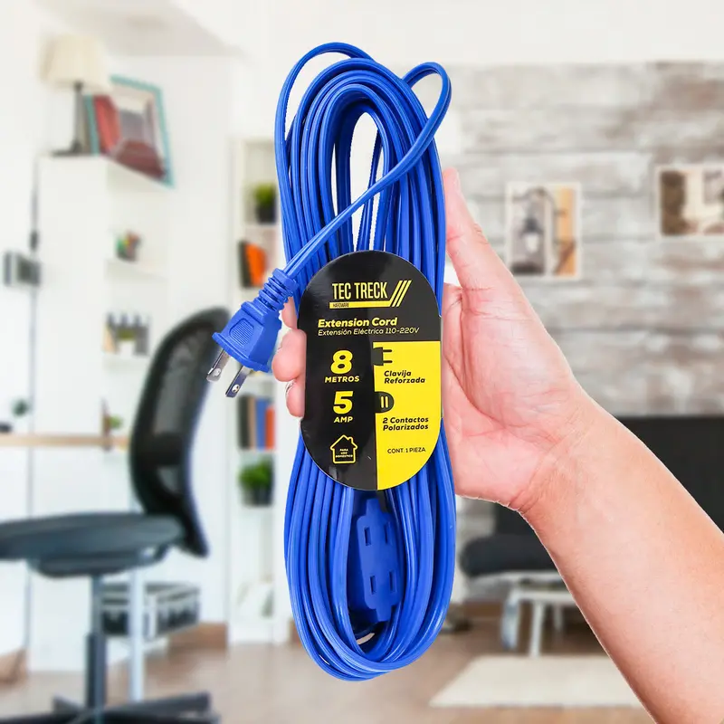 Extensión Eléctrica Con 2 Contactos Polarizados, Color Azul 1