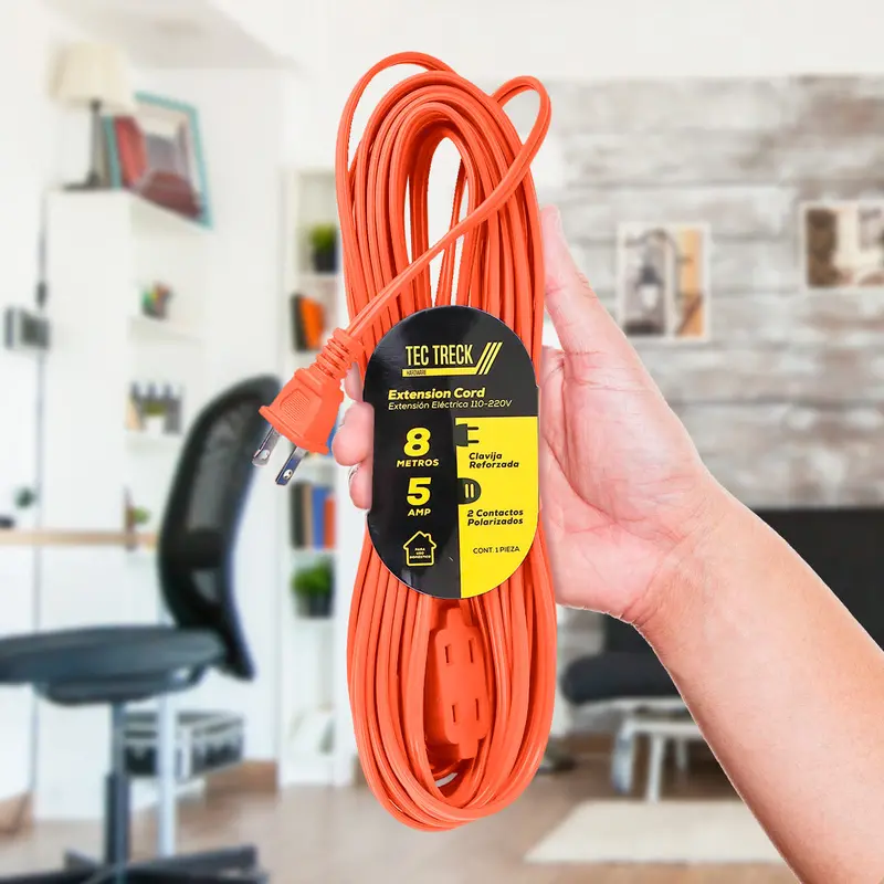 Extensión Eléctrica Con 2 Contactos Polarizados, Color Naranja 1