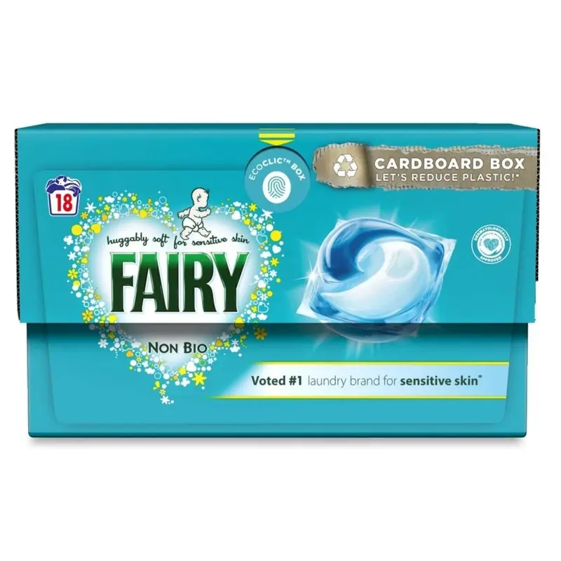 Fairy Non Bio Pods Washing Liquid Capsules For Sensitive Skin 18 Tablets 1