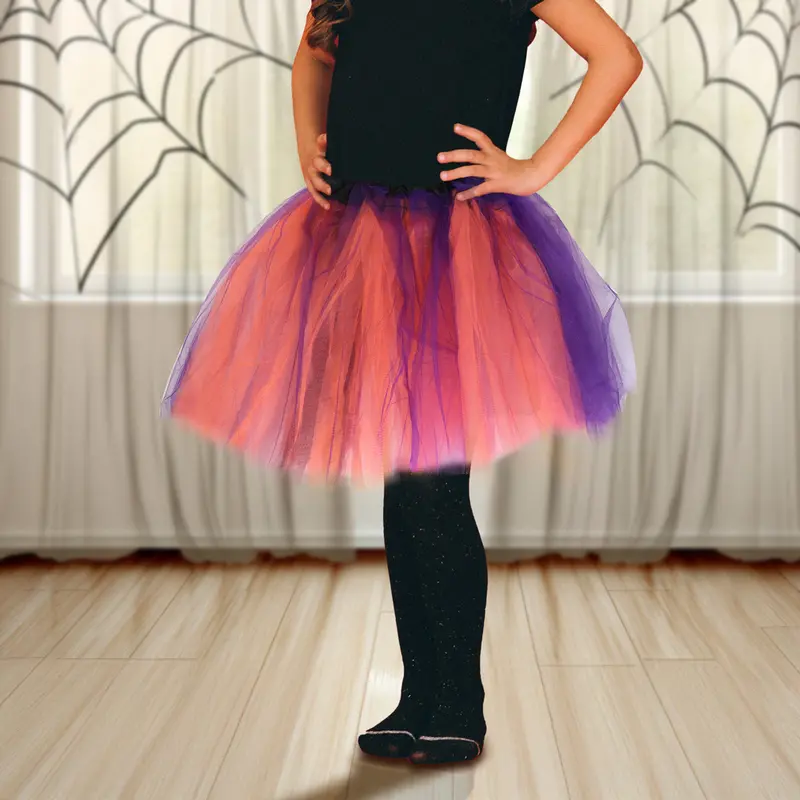 Falda De Tutú Para Niñas, Halloween, Color Morado Y Naranja 1