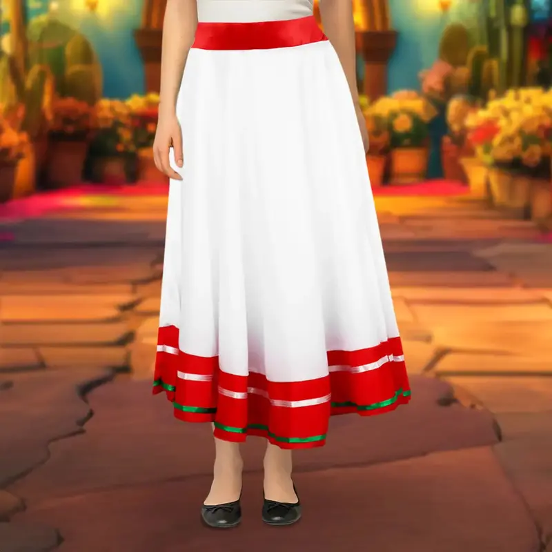 Falda Regional, Color Blanco Y Rojo, Fiestas Patrias, Talla Chica 1