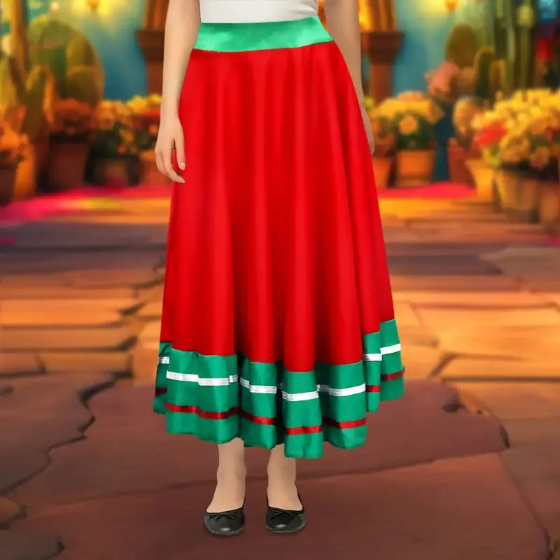 Falda Regional, Color Rojo Y Verde, Fiestas Patrias, Talla Chica 1