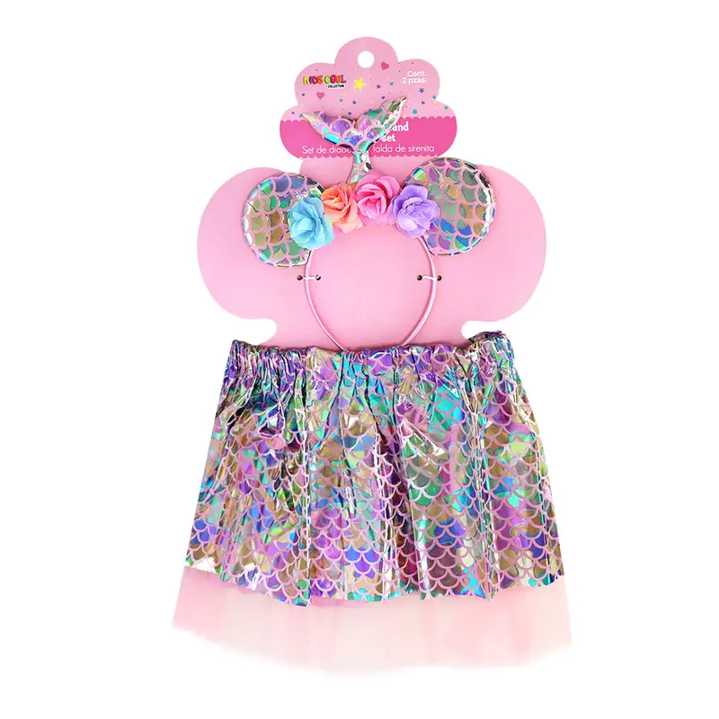 Falda Y Diadema De Sirena, Color Rosa 2