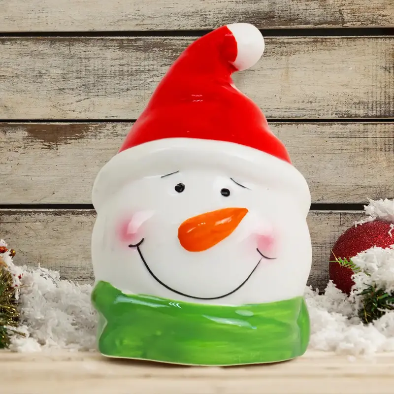 Figura Navideña De Cerámica, Snowman 1