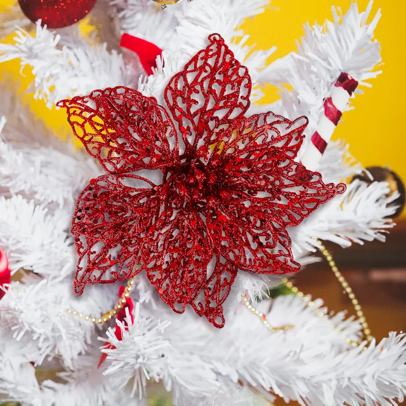Flor Ornamento Navideño, Color Rojo, 2 Pzas 1