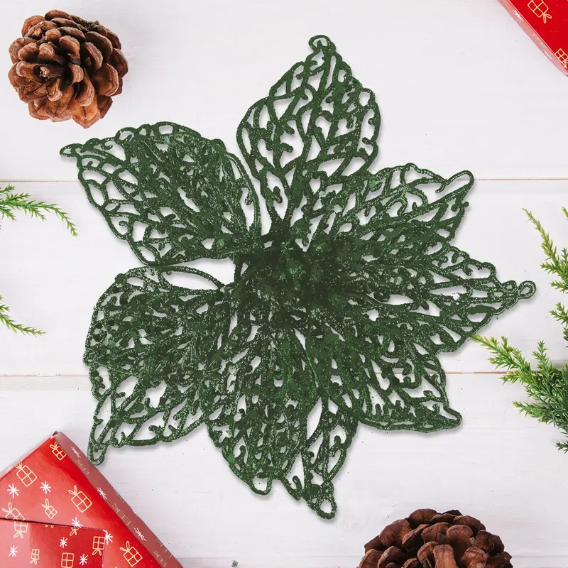 Flor Ornamento Navideño, Color Verde 1