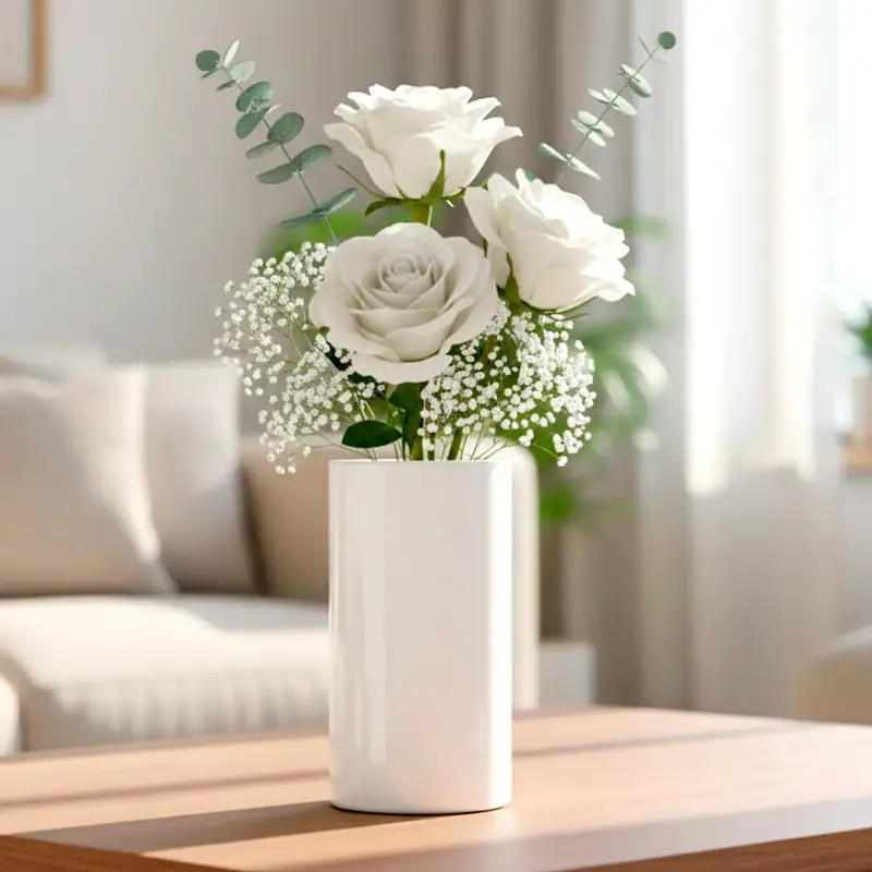 Florero Cilindro, Color Blanco 1
