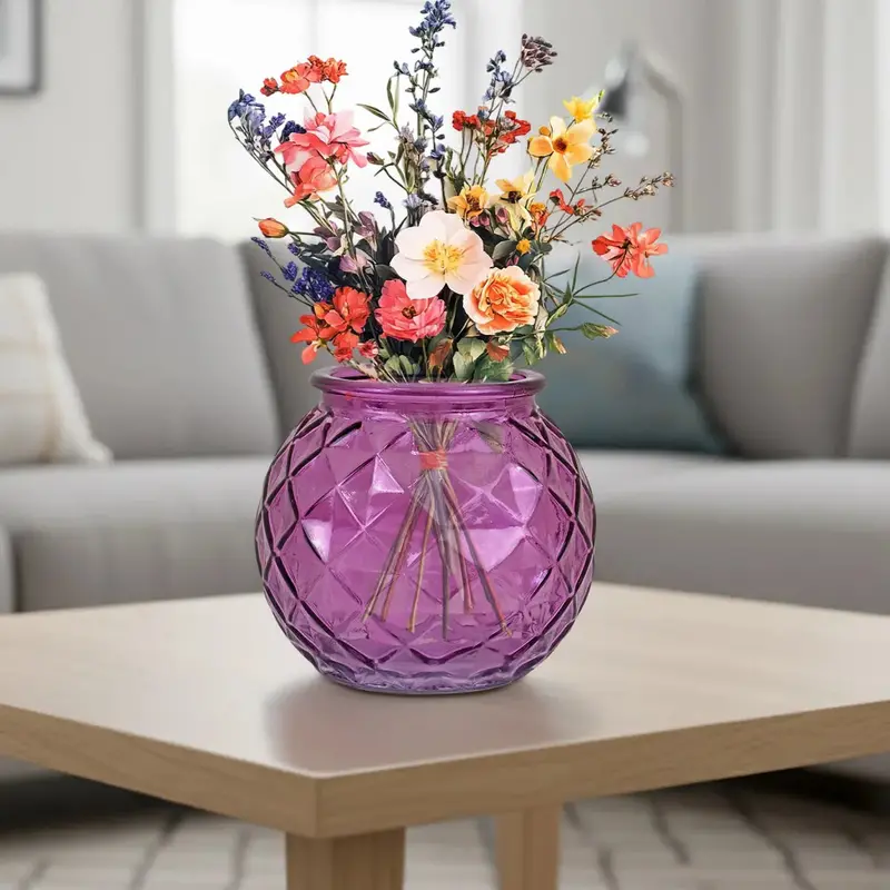 Florero De Cristal, Color Morado 1