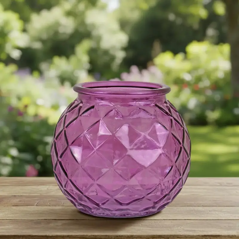 Florero De Cristal, Color Morado 2