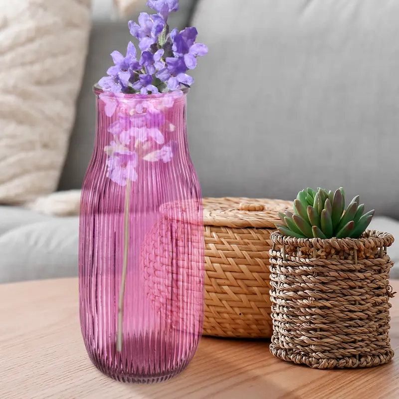 Florero De Cristal Color Morado, 9X21cm 1
