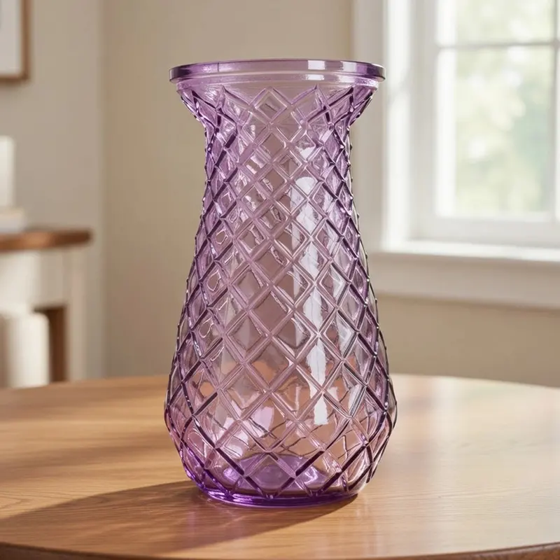 Florero De Cristal, Sirena, Color Morado 1