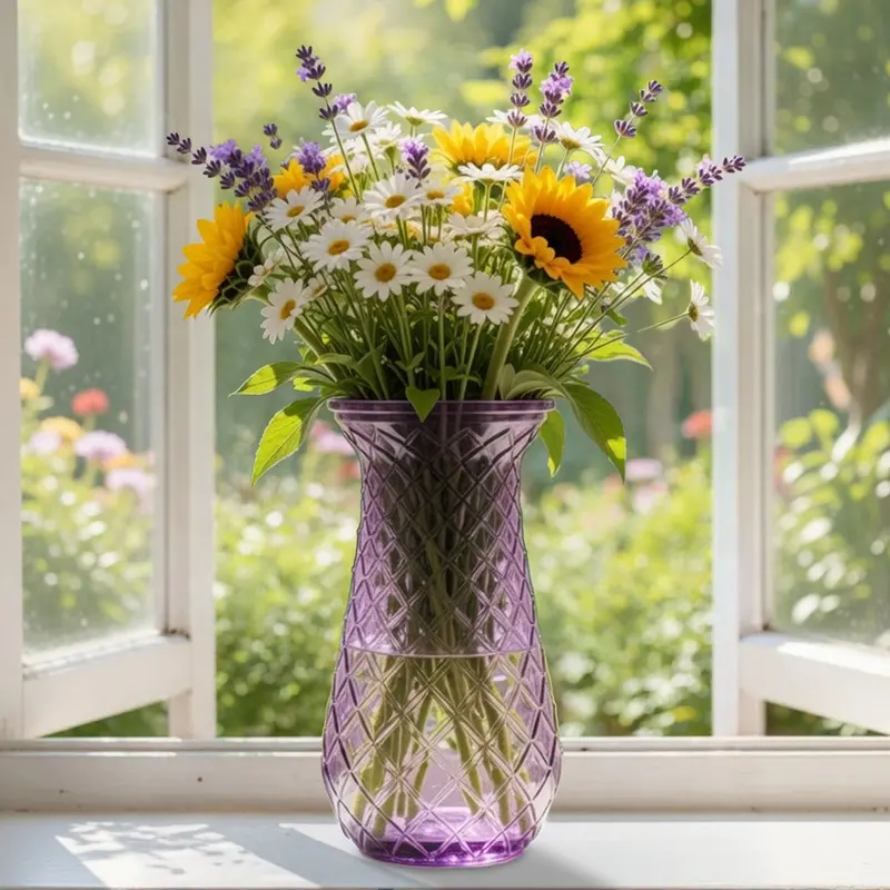 Florero De Cristal, Sirena, Color Morado 2
