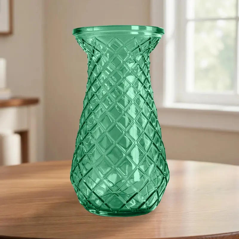 Florero De Cristal, Sirena, Color Verde 1